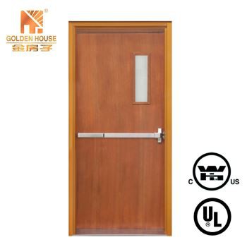 GH UL سرٹیفیکیشن 90 منٹ کھوکھلی آگ لکڑی کا دروازہ ڈیزائن داخلہ دروازہ ہوٹل
